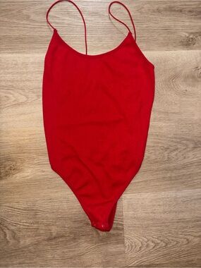 Garage Red Spaghetti Strap Bodysuit Small